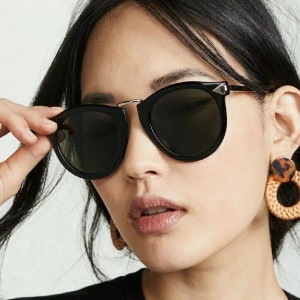 Karen Walker Sunglasses Round Harvest Black Monochromatic Tinted Lenses